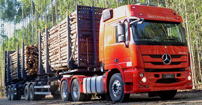 Mercedes-Benz desenvolve versão 8x4 do Axor para o transporte de madeira