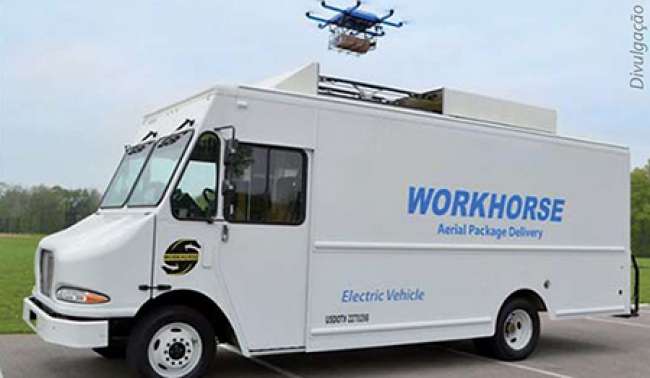 Caminhão e drone em tandem para entregas de última milha