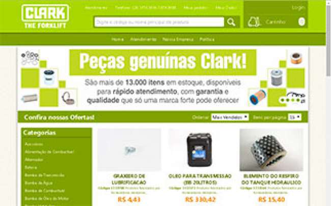 E-commerce de peças para empilhadeiras, da Clark