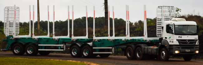 Klabin desenvolve bitrem dobrável para o transporte de toras de madeira