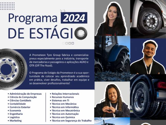 Prometeon anuncia Programa de Estágio 2024 com cerca de 40 vagas disponíveis em Santo André (SP) e Gravataí (RS)